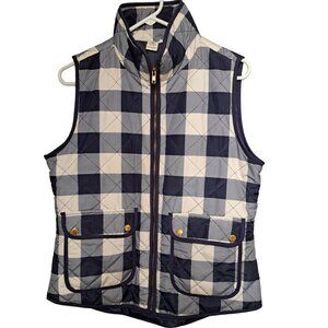 Artisan NY Women's Blue & White Checked Full Zip Vest Size Medium
